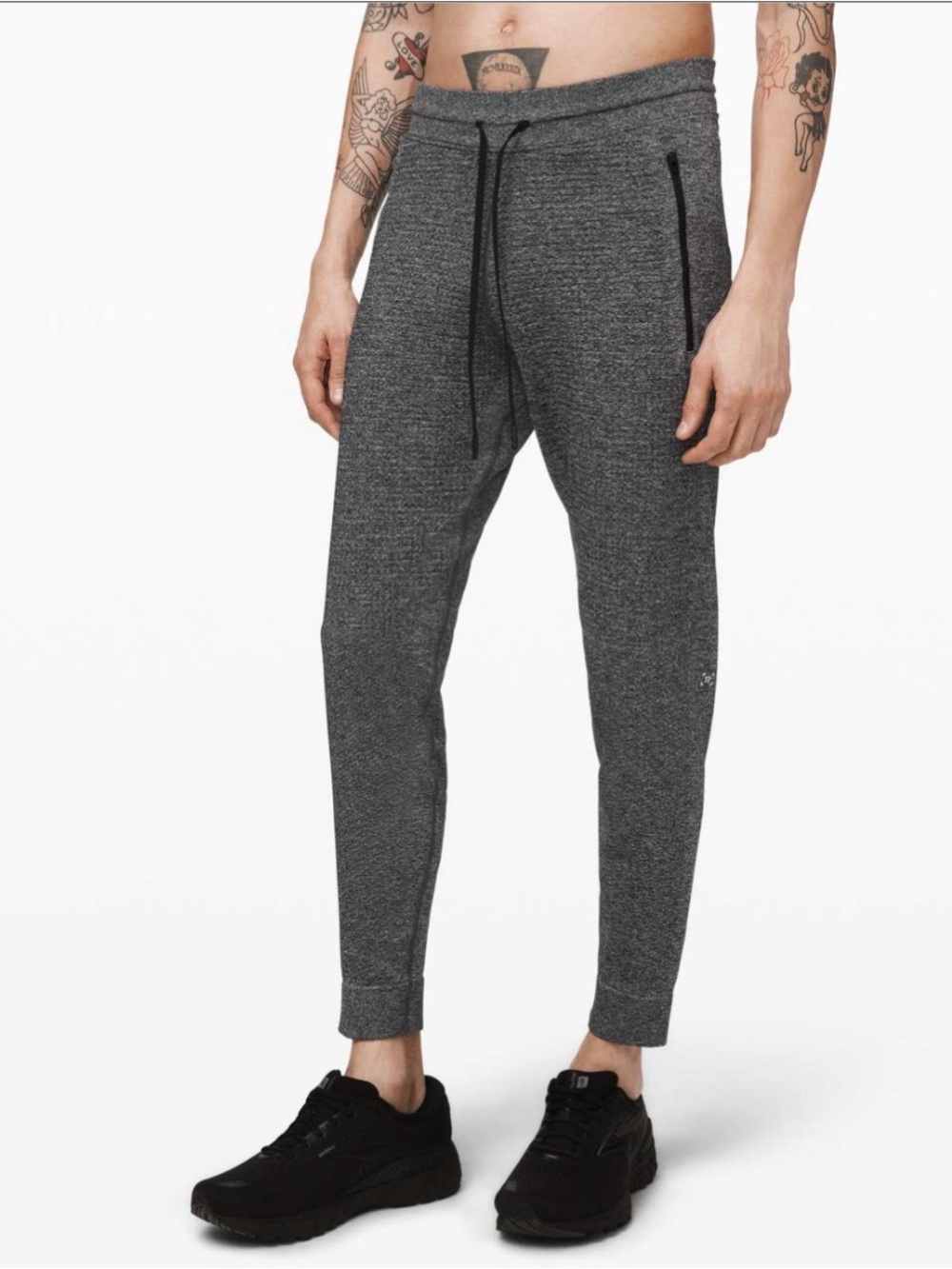 Lululemon Engineered Warmth Jogger Black White Men’s Size Large EUC Merino Wool